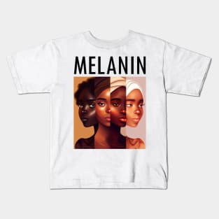 Shades Of Melanin Women Afrocentric Black Pride Kids T-Shirt